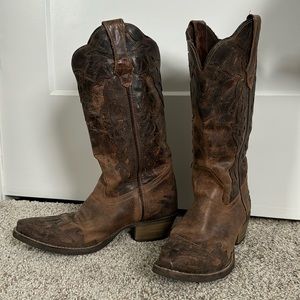Leather cowgirl boots, distressed. Size 6.5 women’s